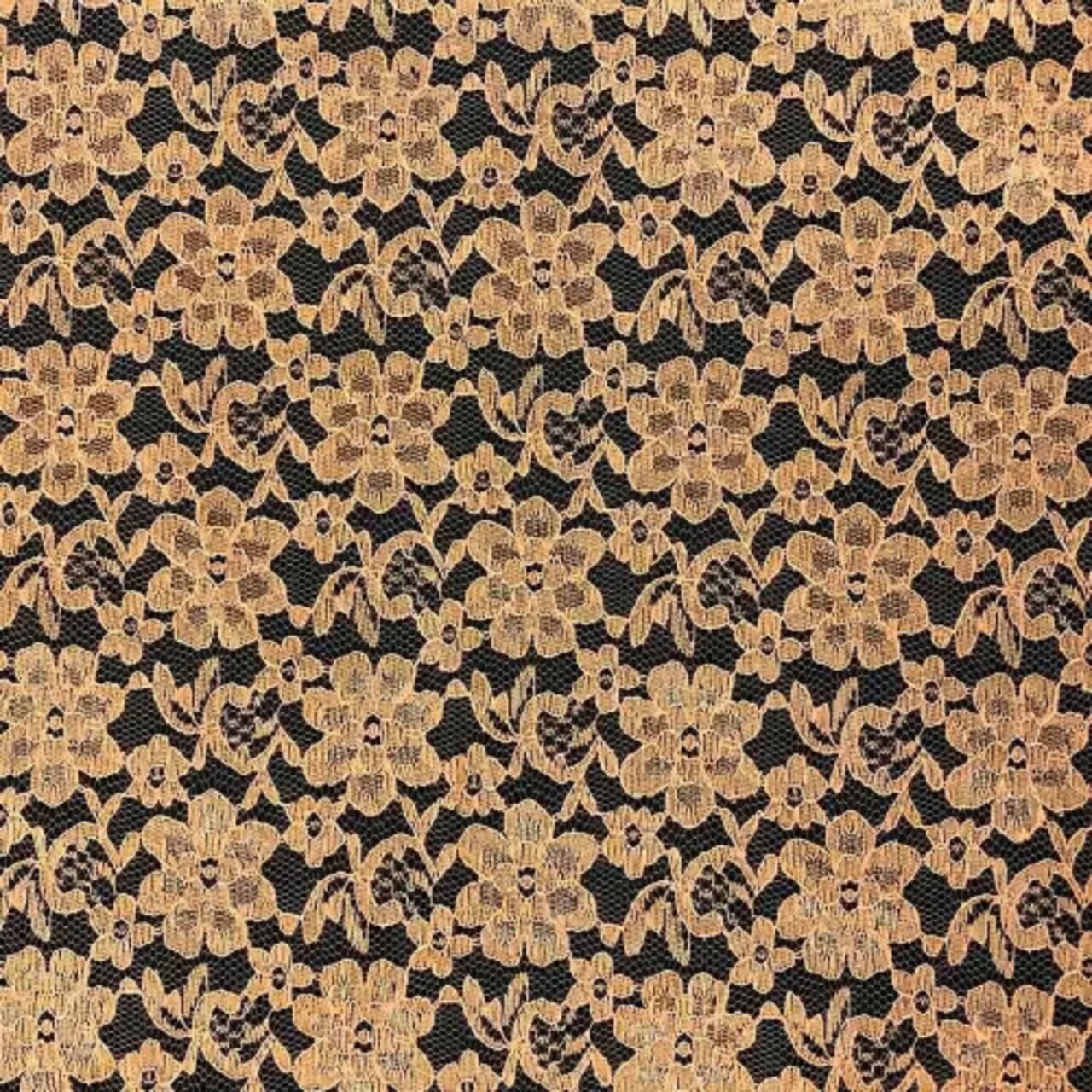 1 Yard Gold Raschel Lace Fabric 100% Polyester, 60" Wide French Floral for Dresses & Decor